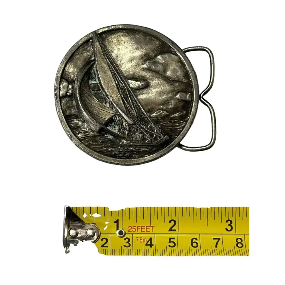 BERGAMOT BRASS WORKS SAIL BOAT BELT BUCKLE Z-39